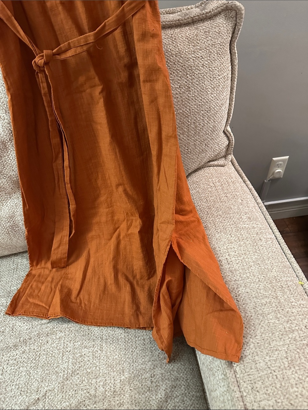 100% Cotton Universal Thread Rust Orange Sleeveless Tie-Waist Midi Dress - Picture 3 of 7